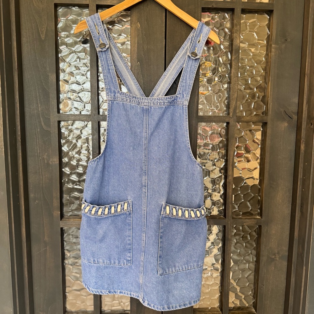 Denim Overall Dress with pockets size 4 mini skirt festival concert y2k summer